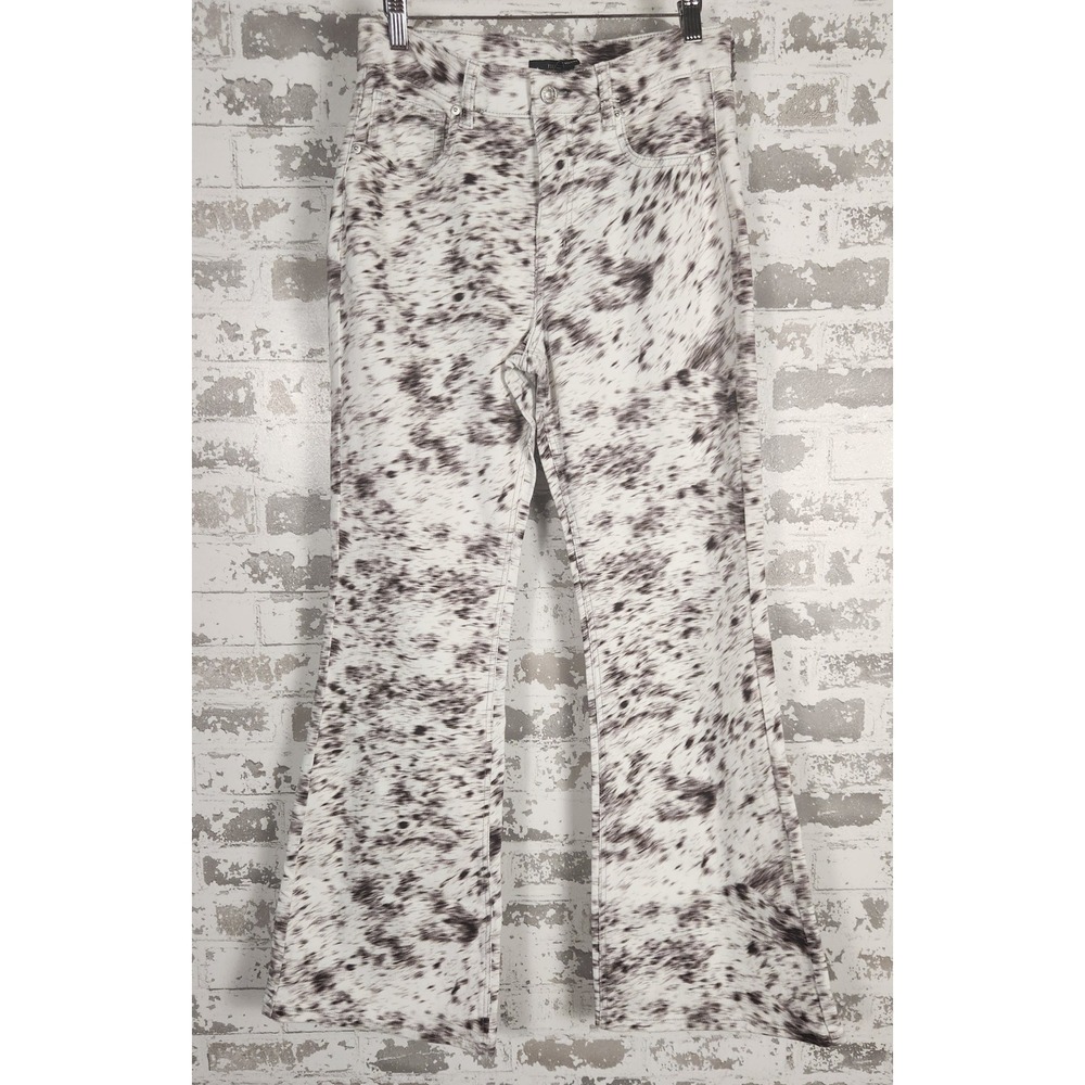 Forever 21 Jeans Women's Size 29 White Purple Splatter Flare Leg Artistic Design